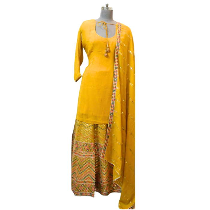 YELLOW GEORGETTE SHARARA SET