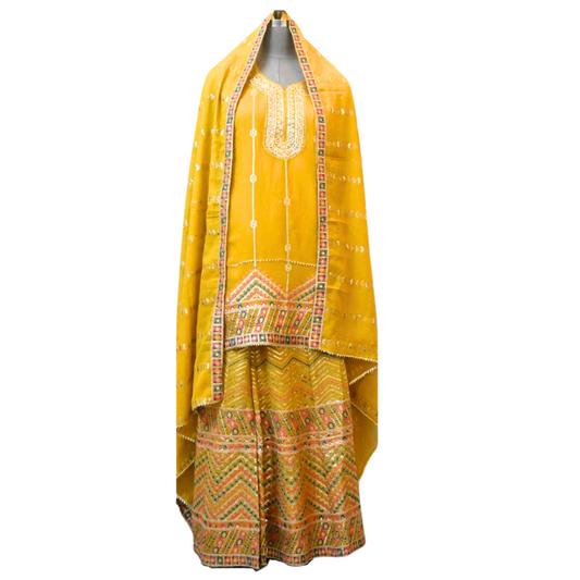 YELLOW GEORGETTE SHARARA SET